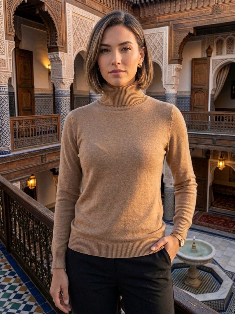 Worthington Camel/Tan Ribbed Turtleneck Sweater